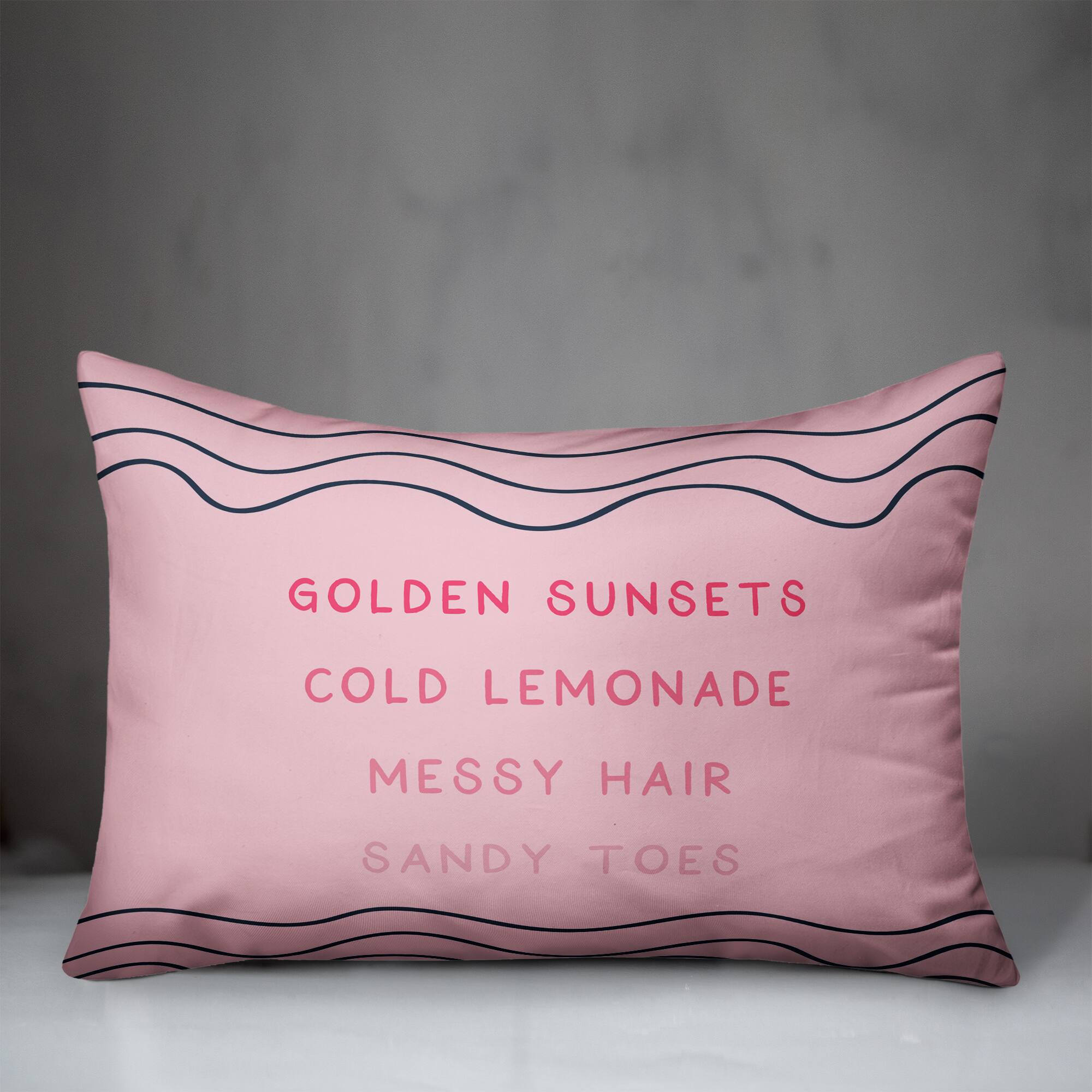 Pink Summer Words Throw Pillow